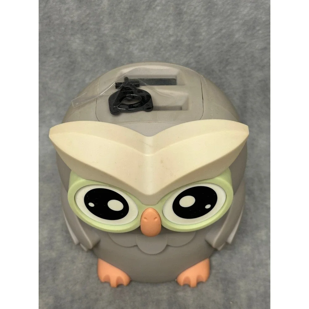 Owl Digital Coin Bank Grey Cute Wide Eyed Animal Money Box Decor W/Key